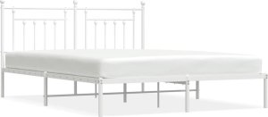 vidaXL vidaXL Metalowa rama łóżka z wezgłowiem, biała, 183x213 cm 2