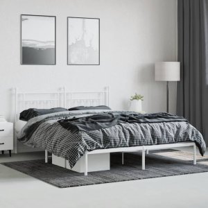 vidaXL vidaXL Metalowa rama łóżka z wezgłowiem, biała, 183x213 cm 3