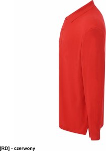 JHK PORA210LS - polo męskie długi rękaw, dwa guziki, boczne rozcięcia, dłuższe na pleach, 100% bawełna 200 - 210g - czerwony 4XL 6