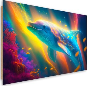 Feeby Obraz deco panel, Neonowy wieloryb (Rozmiar 120x80) 1