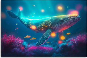 Feeby Obraz deco panel, Magiczny wieloryb (Rozmiar 120x80) 3