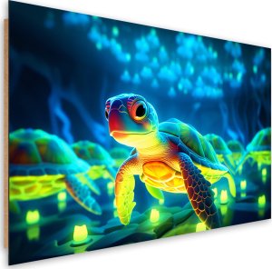 Feeby Obraz Deco Panel,  Kosmiczny żółw neon (Rozmiar 60x40) 1