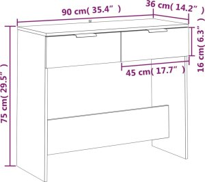 vidaXL vidaXL Stolik konsolowy, czarny, 90x36x75 cm, materiał drewnopochodny 9