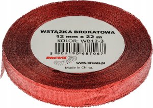 Dekoracja świąteczna Teka Wst±żka brokatowa czerwona 12mmx22m 1