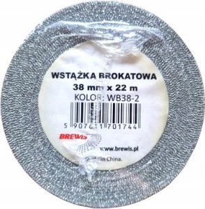 Dekoracja świąteczna Teka Wst±żka brokatowa srebrna 38mmx22m 1