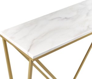 Beliani Konsola efekt marmuru biało-złota HAZEN 4