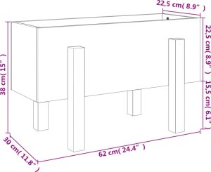 vidaXL vidaXL Donica ogrodowa, biała, 62x30x38 cm, lite drewno sosnowe 9