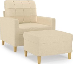vidaXL vidaXL Fotel z podnóżkiem, kremowy, 60 cm, obity tkaniną 2