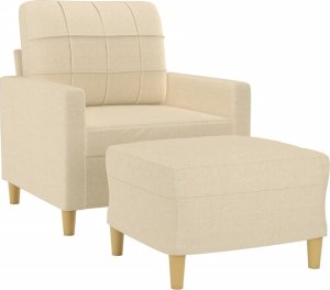 vidaXL vidaXL Fotel z podnóżkiem, kremowy, 60 cm, obity tkaniną 3