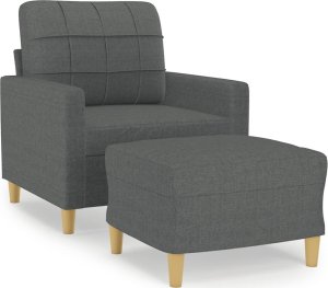vidaXL vidaXL Fotel z podnóżkiem, ciemnoszary, 60 cm, obity tkaniną 2