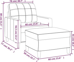 vidaXL vidaXL Fotel z podnóżkiem, ciemnoszary, 60 cm, obity tkaniną 7