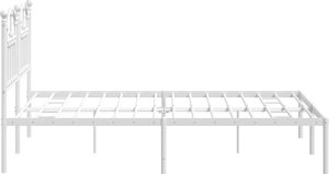 vidaXL vidaXL Metalowa rama łóżka z wezgłowiem biała, 140x200 cm 6