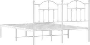 vidaXL vidaXL Metalowa rama łóżka z wezgłowiem biała, 140x200 cm 7