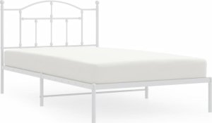 vidaXL vidaXL Metalowa rama łóżka z wezgłowiem, biała, 107x203 cm 2