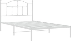 vidaXL vidaXL Metalowa rama łóżka z wezgłowiem, biała, 107x203 cm 3