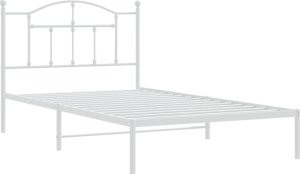 vidaXL vidaXL Metalowa rama łóżka z wezgłowiem, biała, 107x203 cm 4