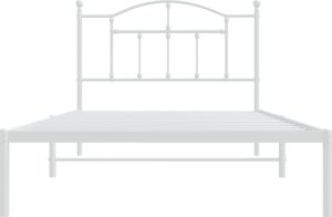 vidaXL vidaXL Metalowa rama łóżka z wezgłowiem, biała, 107x203 cm 5