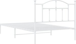 vidaXL vidaXL Metalowa rama łóżka z wezgłowiem, biała, 107x203 cm 7