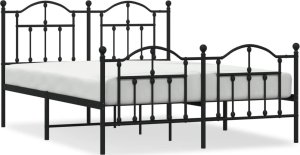 vidaXL vidaXL Metalowa rama łóżka z wezgłowiem i zanóżkiem, czarna, 135x190cm 2