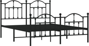 vidaXL vidaXL Metalowa rama łóżka z wezgłowiem i zanóżkiem, czarna, 135x190cm 3
