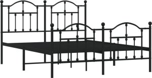 vidaXL vidaXL Metalowa rama łóżka z wezgłowiem i zanóżkiem, czarna, 135x190cm 4