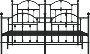 vidaXL vidaXL Metalowa rama łóżka z wezgłowiem i zanóżkiem, czarna, 135x190cm 5