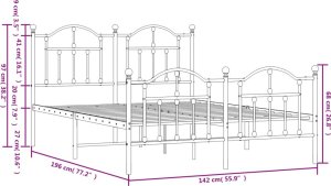 vidaXL vidaXL Metalowa rama łóżka z wezgłowiem i zanóżkiem, czarna, 135x190cm 9