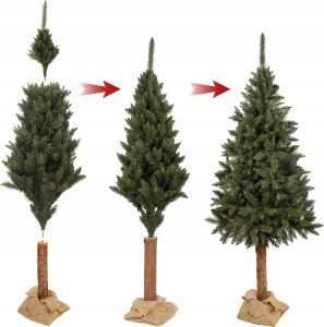 Kadax Choinka sztuczna 220 cm Świerk Na Pniu Naturalny 12