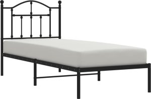 vidaXL vidaXL Metalowa rama łóżka z wezgłowiem, czarna, 90x200 cm 3