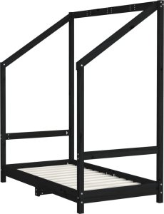 vidaXL vidaXL Rama łóżka dziecięcego, czarna, 70x140 cm, drewno sosnowe 3