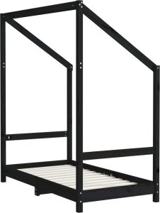 vidaXL vidaXL Rama łóżka dziecięcego, czarna, 70x140 cm, drewno sosnowe 6
