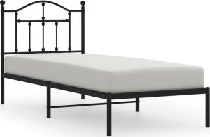 vidaXL vidaXL Metalowa rama łóżka z wezgłowiem, czarna, 90x190 cm 2