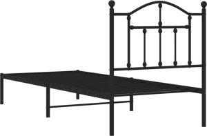 vidaXL vidaXL Metalowa rama łóżka z wezgłowiem, czarna, 90x190 cm 7