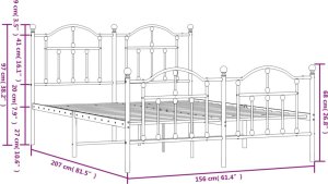 vidaXL vidaXL Metalowa rama łóżka z wezgłowiem i zanóżkiem, czarna, 150x200cm 9