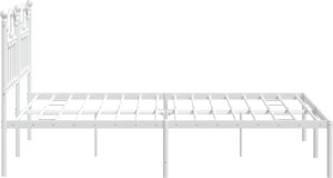 vidaXL vidaXL Metalowa rama łóżka z wezgłowiem, biała, 150x200 cm 6