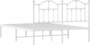 vidaXL vidaXL Metalowa rama łóżka z wezgłowiem, biała, 150x200 cm 7