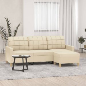 vidaXL vidaXL Sofa 3-osobowa, kremowa, 180 cm, tapicerowana tkaniną 1