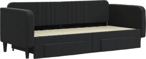 vidaXL vidaXL Sofa rozsuwana z szufladami, czarna, 90x200 cm, aksamit 3