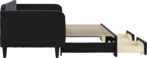 vidaXL vidaXL Sofa rozsuwana z szufladami, czarna, 90x200 cm, aksamit 4