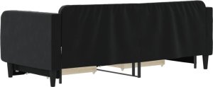 vidaXL vidaXL Sofa rozsuwana z szufladami, czarna, 90x200 cm, aksamit 5