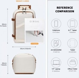 Plecak turystyczny Kono Mały Biały Plecak Ryanair WizzAir 40x20x25 20L Expander 10