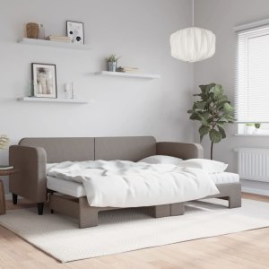 vidaXL vidaXL Sofa rozsuwana z materacami, kolor taupe, 80x200 cm, tkanina 1