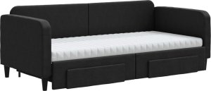 vidaXL vidaXL Sofa rozsuwana z szufladami, czarna, 90x200 cm, tkanina 3