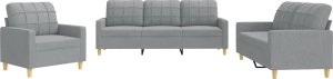 vidaXL vidaXL 3-częściowy komplet wypoczynkowy, obity tkaniną, jasnoszary 2