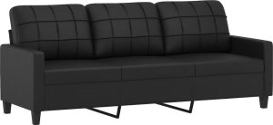 vidaXL vidaXL 4-osobowa sofa z poduszkami, czarna, sztuczna skóra 5
