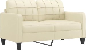 vidaXL vidaXL 2-osobowa sofa z poduszkami, kremowa, sztuczna skóra 4