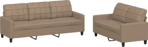 vidaXL vidaXL 2-osobowa sofa z poduszkami, cappuccino, sztuczna skóra 2