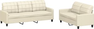 vidaXL vidaXL 2-osobowa sofa z poduszkami, kremowa, sztuczna skóra 2