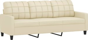 vidaXL vidaXL 2-osobowa sofa z poduszkami, kremowa, sztuczna skóra 4