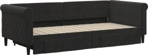 vidaXL vidaXL Sofa rozsuwana z szufladami, czarna, 90x200 cm, aksamit 3